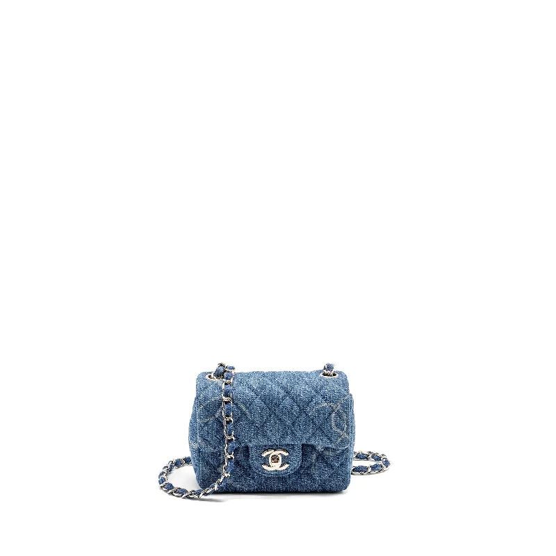 Chanel bags for financial accountantsChanel Mini Square flap bag denim blue SHW