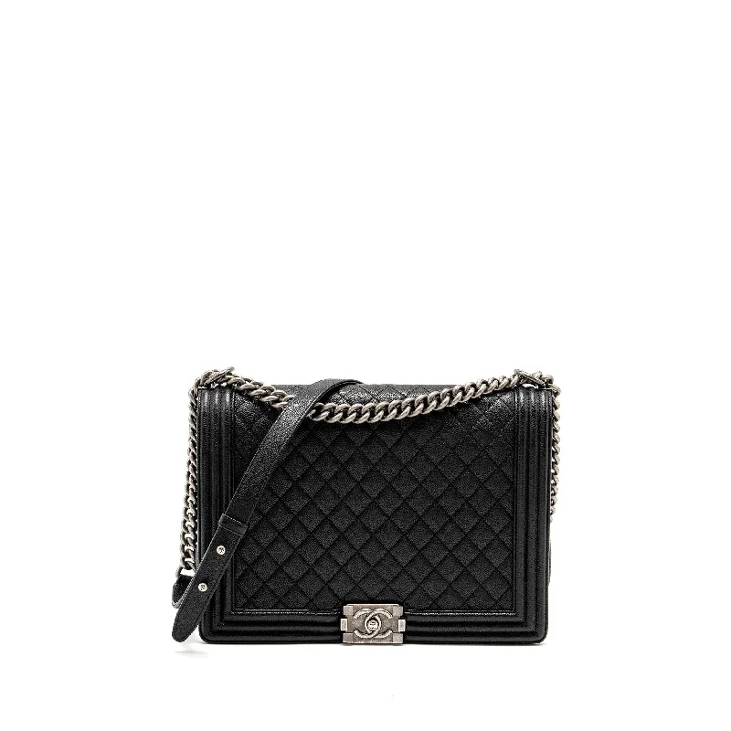 Chanel bags for summer garden partiesChanel Maxi Boy Bag Caviar Black Ruthenium Hardware