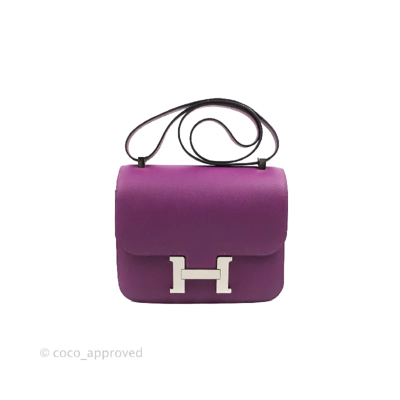 Hermès Constance 19cm Bubblegum Pink Swift Leather Shoulder BagHermès Constance 24 Anemone Evercolor Palladium Hardware