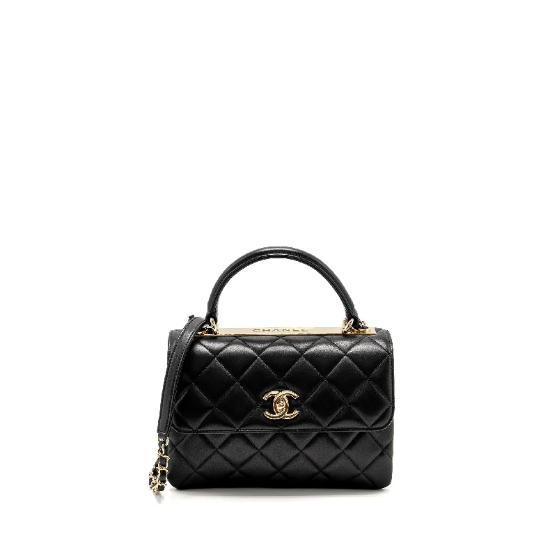 Chanel bags for expectant mothers' prenatal appointmentsChanel Top Handle Trendy CC Flap Bag Lambskin Black LGHW