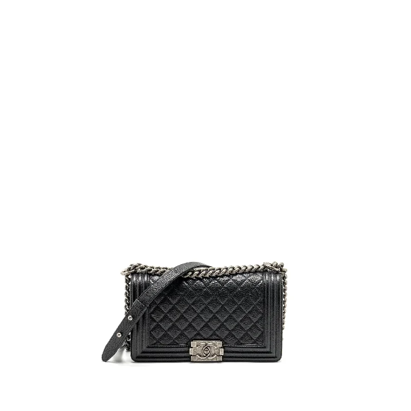 Chanel bags for large family vacationsChanel Medium Boy Bag Caviar Black Ruthenium Silver Hardware