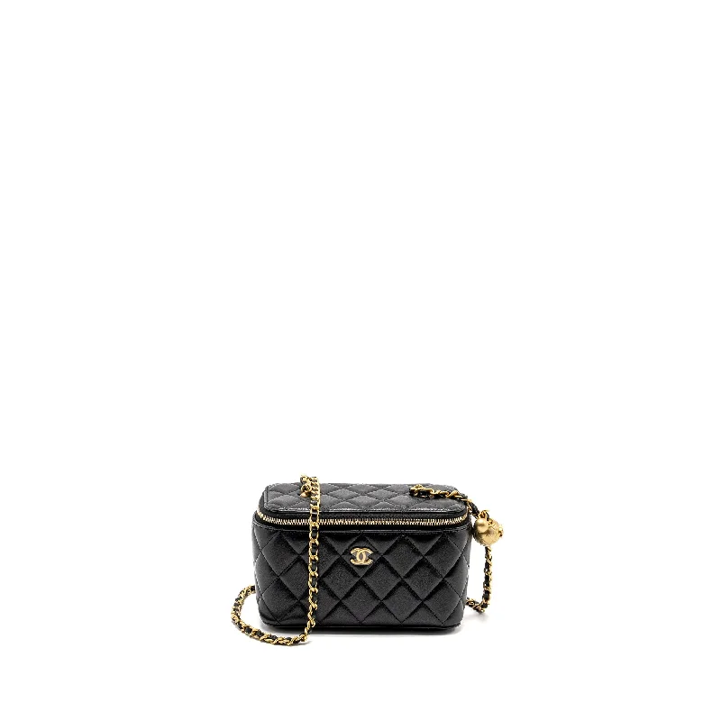 Chanel bags for hairstylists at salonsChanel Pearl Crush Long Vanity Case Lambskin Black GHW (Microchip)