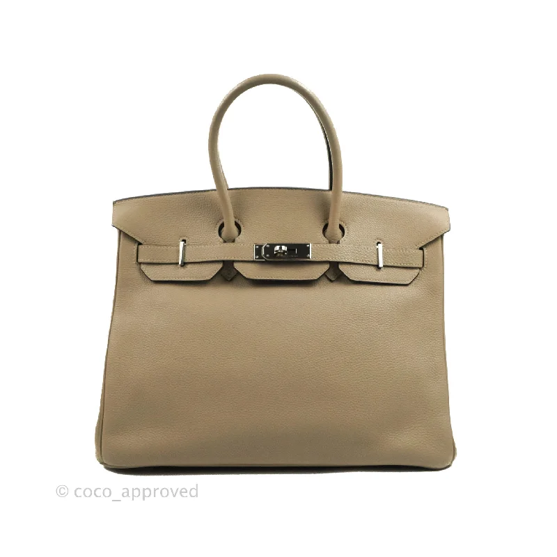 Hermès Lindy 24cm Black Swift Leather Tote BagHermès Birkin 35 Togo Gris Tourterelle Palladium Hardware