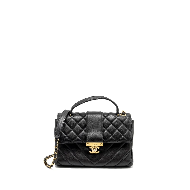 Chanel bags for twin sisters' matching looksChanel 19B In The City Top Handle Flap Bag Quilted Chevron Calfskin Black GHW