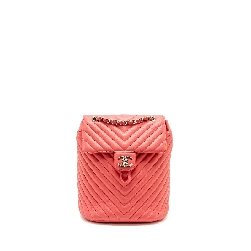 Chanel bags for stay - at - home moms' errandsChanel Small Urban Spirit Backpack Chevron Calfskin Pink SHW