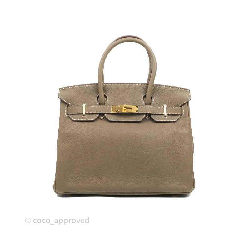 Hermès Herbag 45cm Olive Green Canvas with Leather Trim Tote BagHermès Birkin 30 Taurillon Clemence 18 Etoupe Gold Hardware