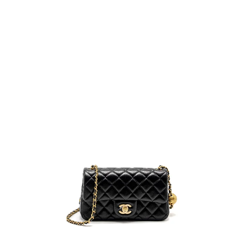 Chanel bags for handbag collectorsChanel 24k Pearl Crush Mini Rectangular Flap Bag Shiny Lambskin  Black GHW (microchip)