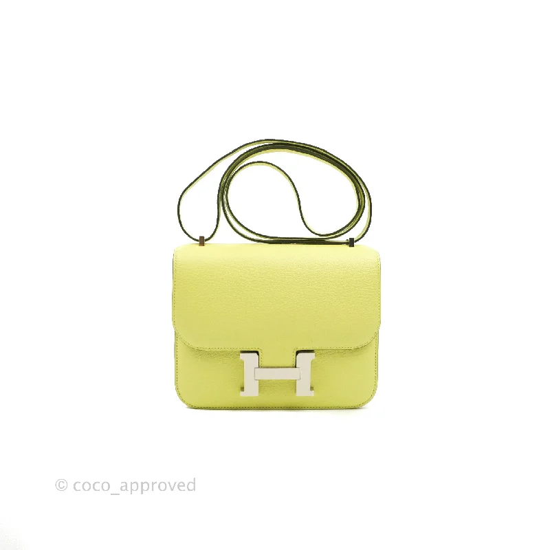 Celebrity - Endorsed Hermès Kelly BagsHermès Constance Mini 18cm R9 Jaune Bourgeon Chevre Mysore Palladium Hardware