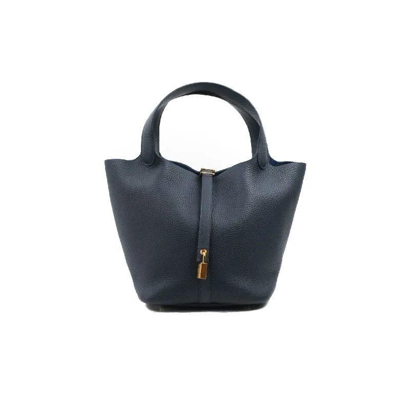 Hermès Constance 17cm Gold Hardware Swift Leather Shoulder BagHermès Picotin 22 Clemence Bleu Nuit Gold Hardware