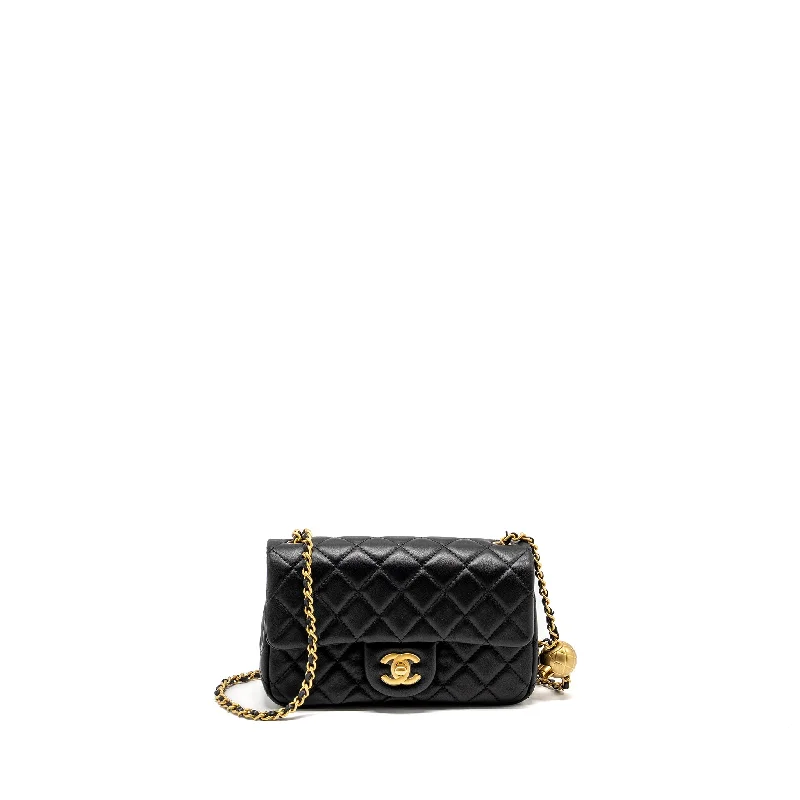 Chanel bags suitable for high - end fashion showsChanel Pearl Crush Mini Rectangular Flap Bag Lambskin BLACK GHW (Microchip)