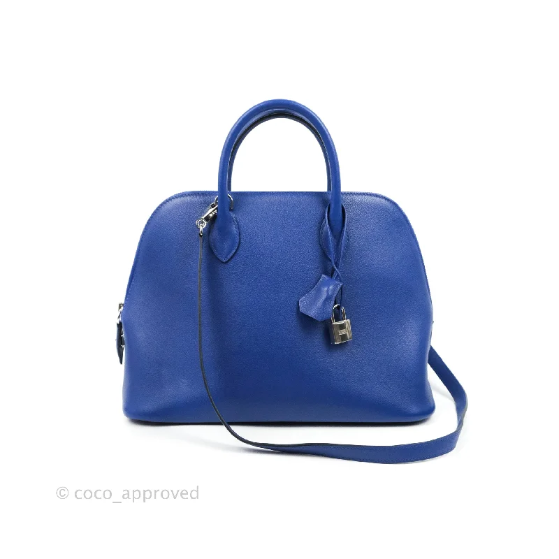 Light - Colored Hermès Leather Bags for SummerHermès Bolide 1923 31 Bleu Royal Evercolor Palladium Hardware