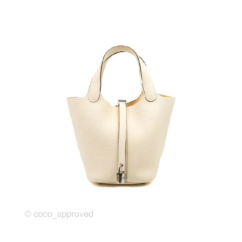 Hermès Lindy 34cm Creamy White Clemence Leather Tote BagHermès Picotin Lock 18 Nata Clemence Palladium Hardware