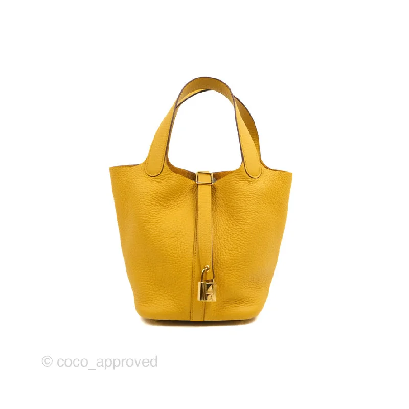 Hermès Picotin Lock 26cm Dark Grey Togo Leather Shopping BagHermès Picotin Lock 18 Jaune Ambre Clemence Gold Hardware