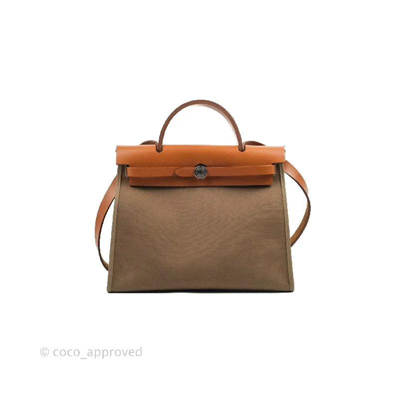 Hermès Sac à Depeches 45cm Brown Barénia Saddle Leather BriefcaseHermès Herbag Zip 31 Etoupe/Fauve Canvas Palladium Hardware