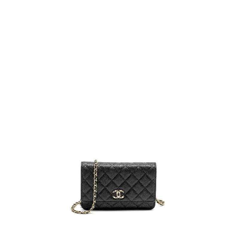 Chanel bags for flight attendants in uniformChanel Detailed CC Logo Wallet on Chain Caviar Black LGHW (Microchip)