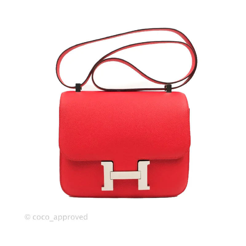 Hermès Kelly Danse 38cm Silver Hardware Goatskin HandbagHermès Constance 24 Rouge De Coeur Veau Epsom Palladium Hardware