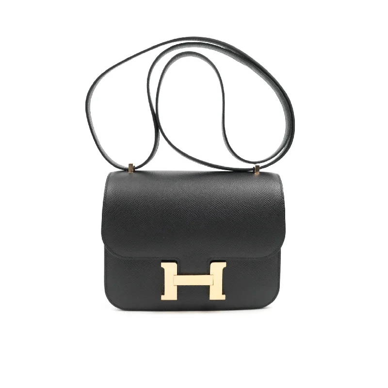 Hermès Lindy 38cm Creamy White Clemence Leather Tote BagHermès Constance Mini 18cm Black Epsom Rose Gold Hardware