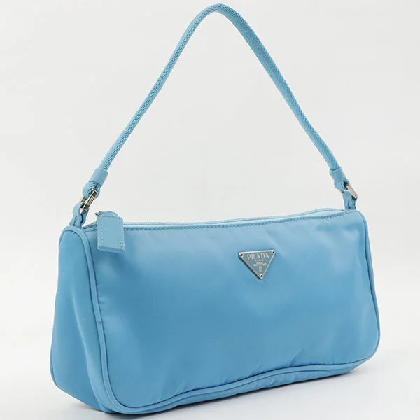 Prada Nylon Drawstring Bag in Neon Yellow for AthletesPrada Nylon Logo Plate Handbag Light Blue