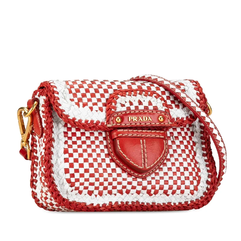 Prada Patent Leather Shoulder Bag in Black with Chunky ChainPrada Woven Madras Crossbody DlArNT