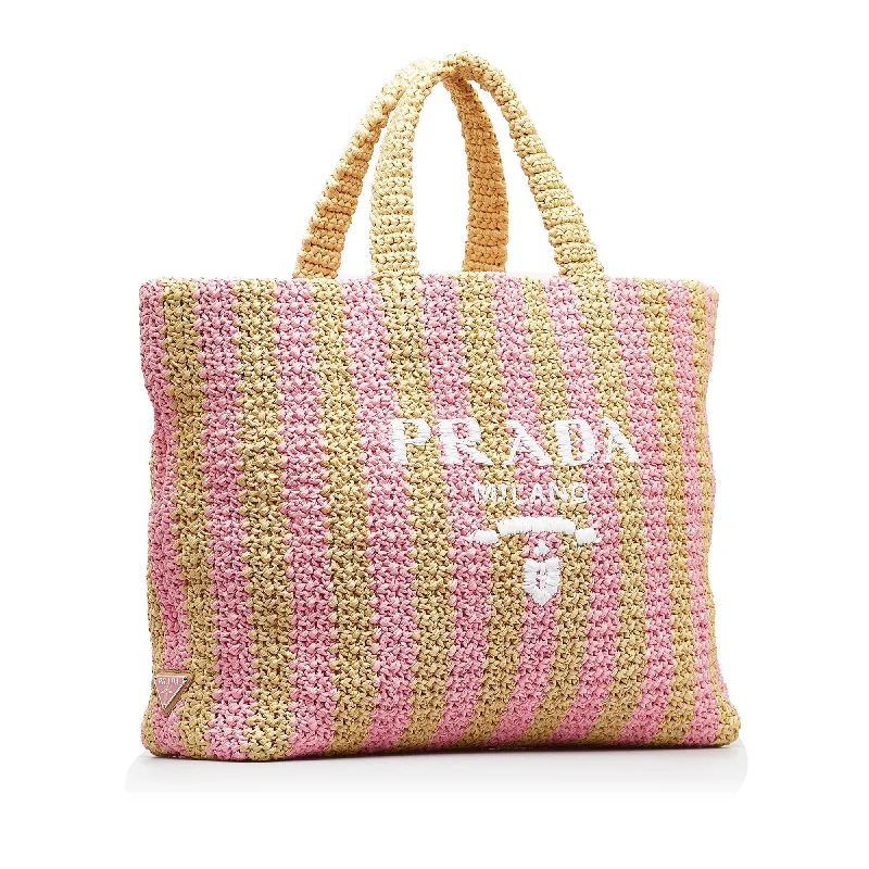 Prada Suede Tote in Mustard Yellow for Autumn OutfitsPink Prada Large Raffia Logo Tote