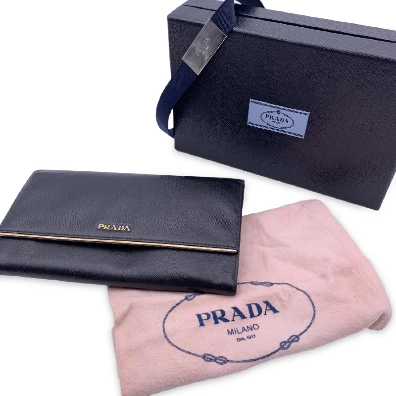 Prada Metallic Patent Leather Bag in Silver for Glamorous NightsPrada Black Saffiano Leather Large Contnental Wallet 1Mh311