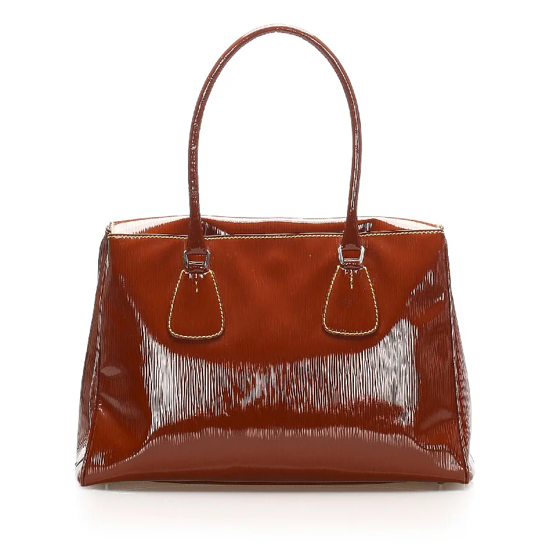 Prada Double - Handle Leather Handbag in Taupe for WorkPrada Patent Leather Tote Bag (SHG-15451)