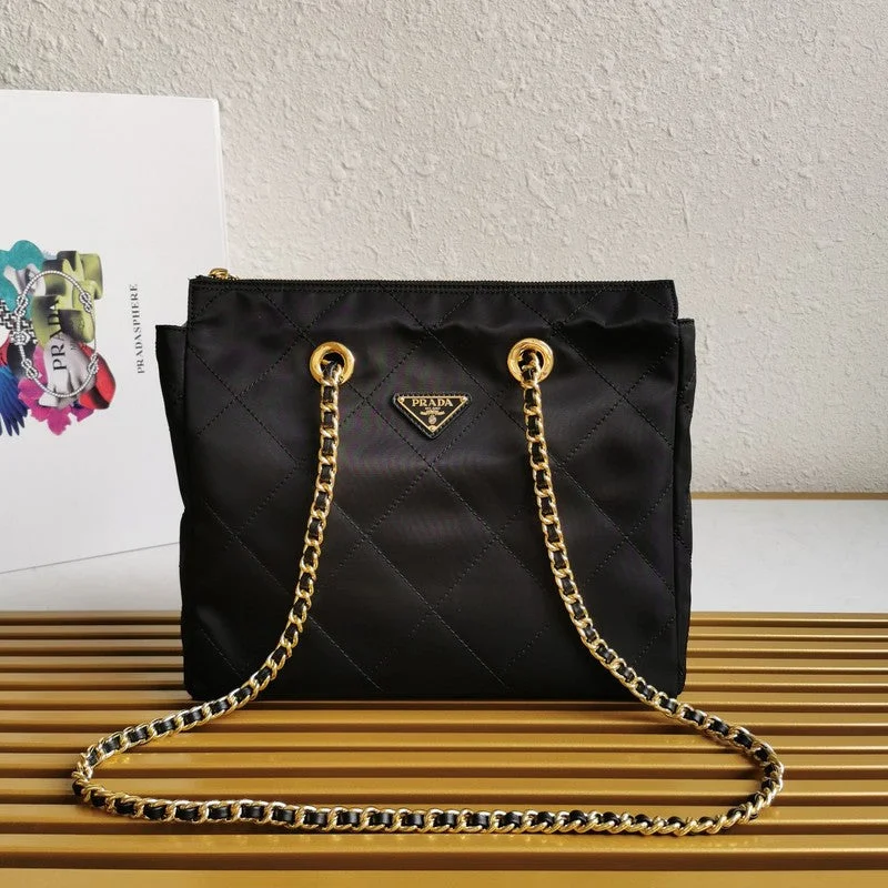 Prada Patent Leather Shoulder Bag in Black with Chunky ChainWhimsy Finds - Prada Bags - 147