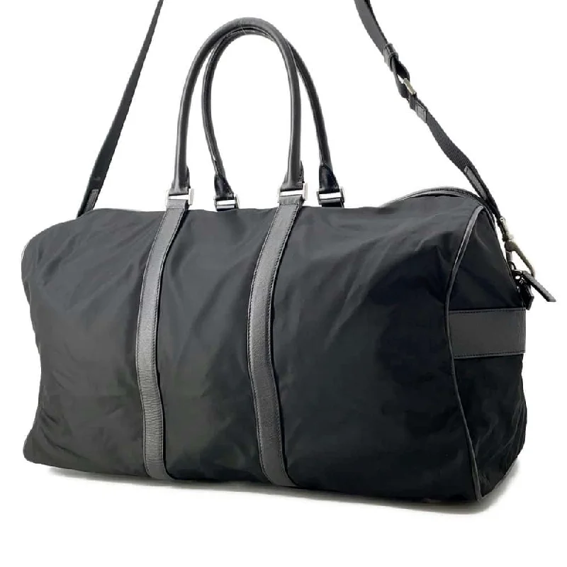 Prada Calfskin Tote with Contrast Stitching in BurgundyPRADA 2way Travel Bag Black Nylon Leather