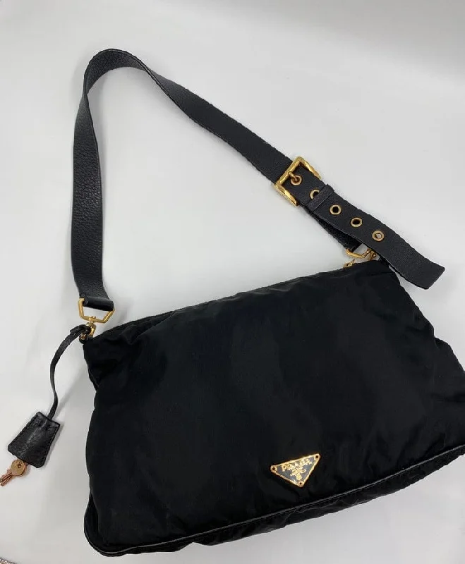 Prada Suede Hobo Bag in Navy with Tassel DetailsPrada Nylon Shoulder Bag