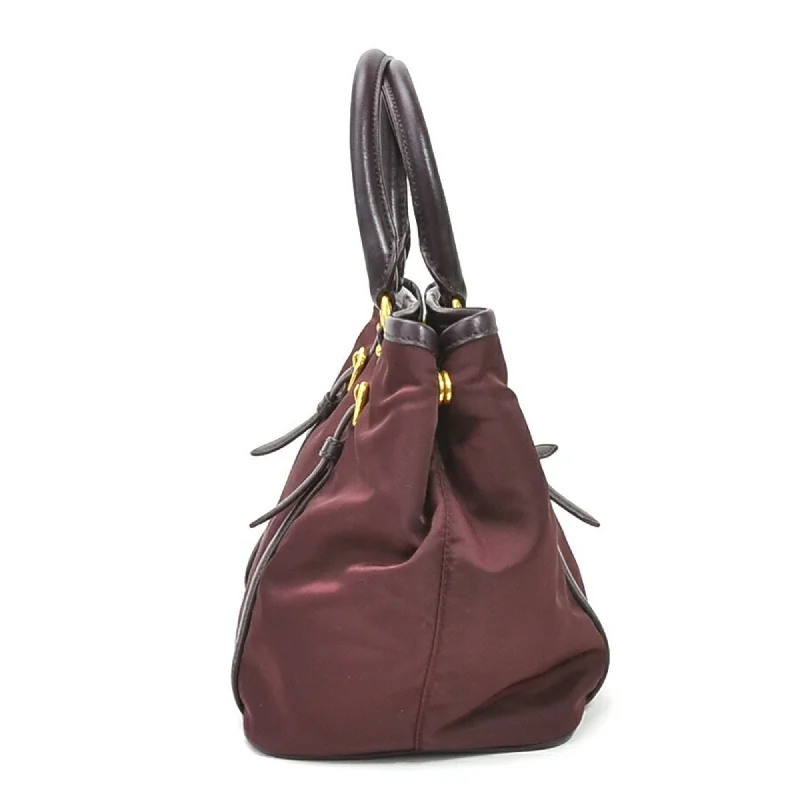 Prada Logo - Printed Canvas Backpack in Red for StudentsPrada handBag logo nylon/leather burgundy gold ladies