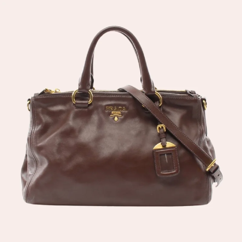 Prada Shearling - Lined Backpack in Camel for Ski TripsPrada Soft Calf Double Zip Tote Bag,Brown,Leather