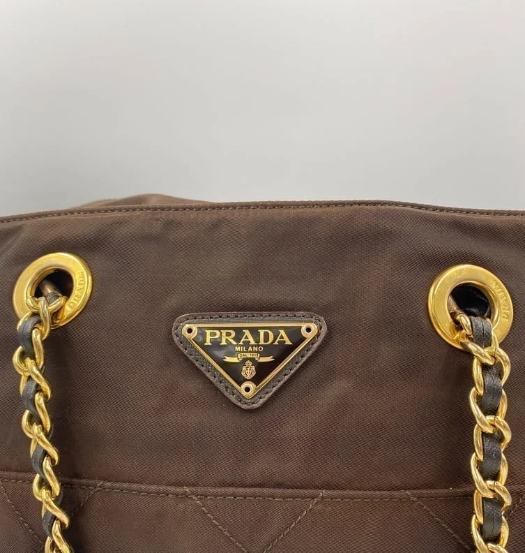 Prada Suede Tote in Mustard Yellow for Fall OutfitsPrada Nylon Shoulder Bag with Chain Handle