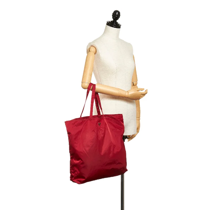 Prada Woven Raffia and Leather Bag in Natural and TanRed Prada Tessuto Robot Tote Bag