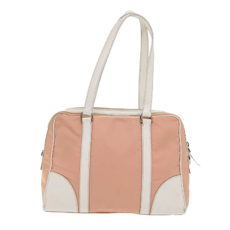 Prada Woven Raffia and Leather Bag in Natural and TanPrada Hand Bag Nylon Leather Pink  48453