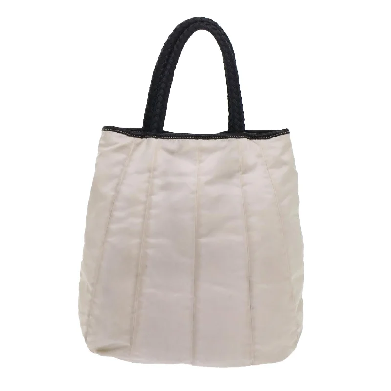 Prada Woven Raffia Shoulder Bag in Natural for Summer VacationsPrada Hand Bag Nylon Ivory  48756