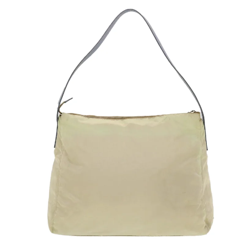 Prada Laser - Cut Canvas Bag in White with Geometric PatternPrada Shoulder Bag Nylon Beige  43226