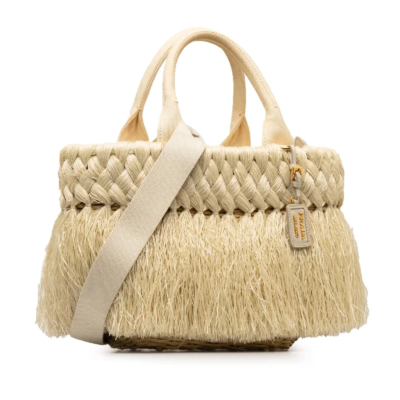 Prada Logo - Embossed Leather Satchel in Khaki 26cmPrada Wicker and Woven Straw Fringe Basket Bag uwOpdU