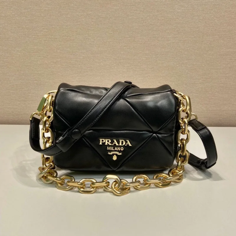 Prada Calfskin Clutch with Crystal - Studded Logo in Pink for WeddingsWF - Prada Bags - 022