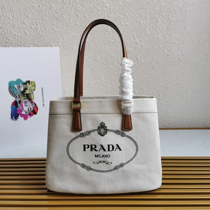 Prada Logo - Embossed Leather Satchel in Khaki 26cmWhimsy Finds - Prada Bags - 057