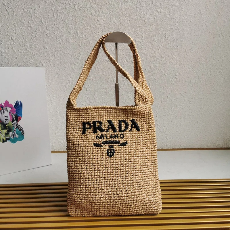 Prada Woven Leather and Nylon Messenger Bag in Tan and BlackWF - Prada Bags - 016