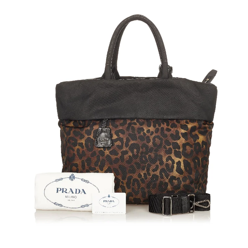 Prada Leather Bucket Bag in Chocolate Brown with StudsPrada Printed Tessuto Satchel