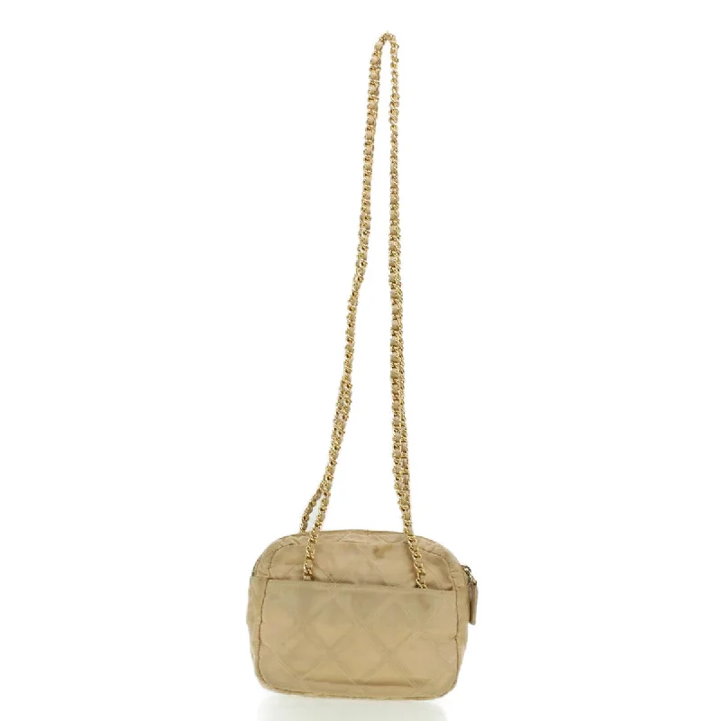 Prada Calfskin Clutch with Crystal - Studded Logo in Pink for WeddingsPrada Quilted Chain Shoulder Bag Nylon Beige  41312