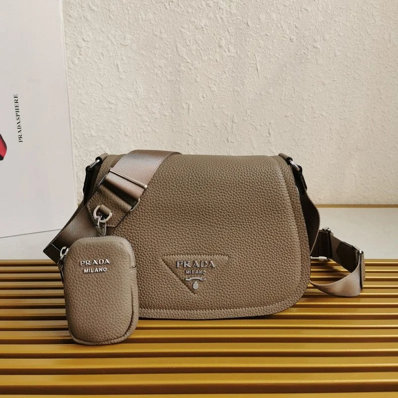 Prada Woven Leather and Nylon Messenger Bag in Tan and BlackWhimsy Finds - Prada Bags - 059