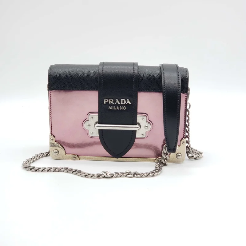 Prada Embroidered Leather Satchel in Brown for Countryside TripsPrada Cahier Metallic Pink Shoulder Rare Bag