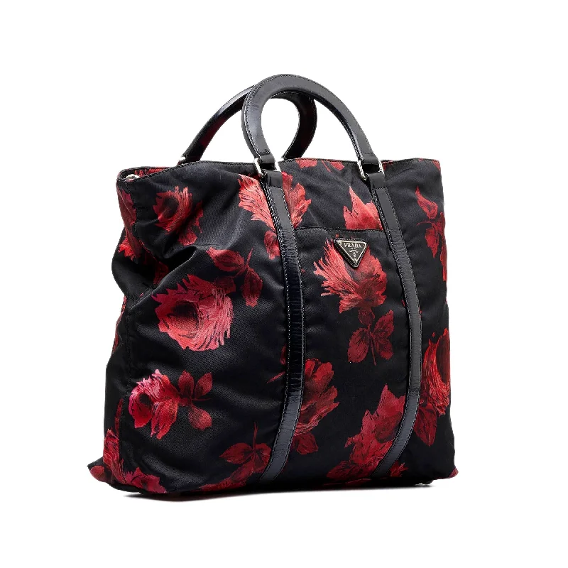 Prada Logo - Printed Canvas Backpack in Red for StudentsBlack Prada Tessuto Stampato Tote Bag