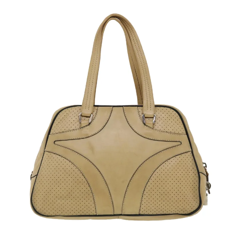 Prada Quilted Leather Handbag in Beige for Everyday UsePrada Hand Bag Leather Beige  yb123