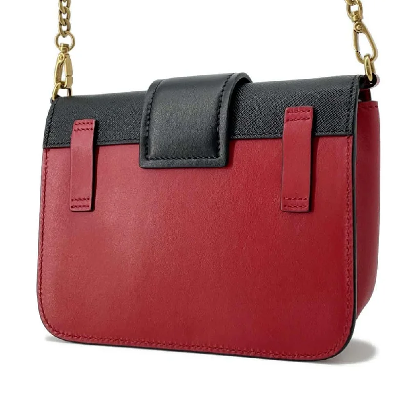 Prada Logo - Embossed Leather Satchel in Khaki 26cmPRADA ChainShoulder Bag Red/Black 1BL004 Leather