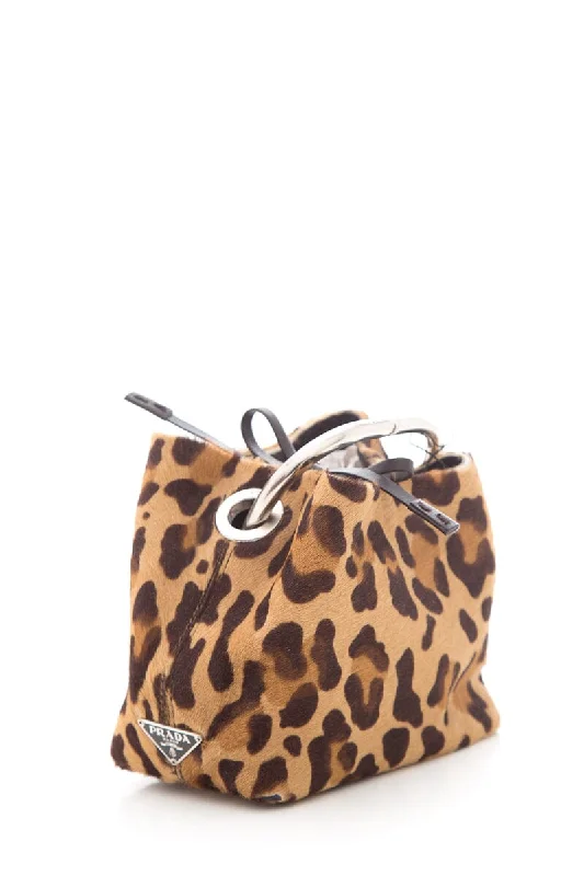 Prada Calfskin Tote with Contrast Stitching in BurgundyPrada Cheetah Small Pony Hair Handbag