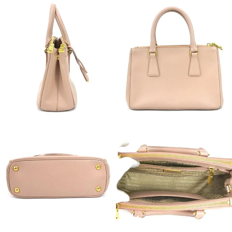 Prada Double - Handle Leather Handbag in Taupe for WorkPrada handBag shoulder Bag leather pink beige gold ladies