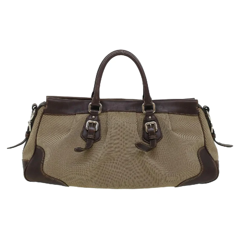 Prada Metallic Patent Leather Bag in Silver for Red - Carpet LooksPRADA Hand Bag Canvas Beige Auth yk7145